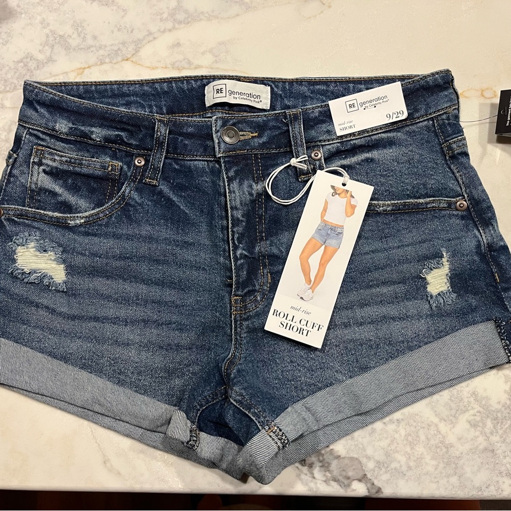 Celebrity Pink Indigo Roll Cuff Jean Shorts